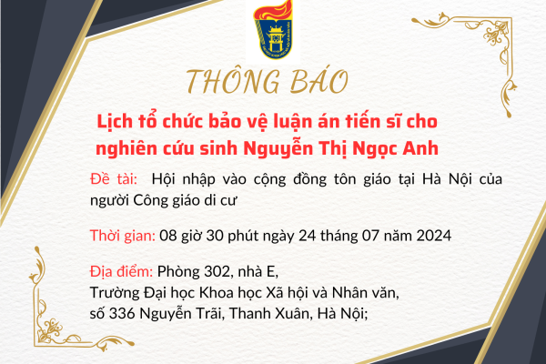 Thông báo bảo vệ Luận án