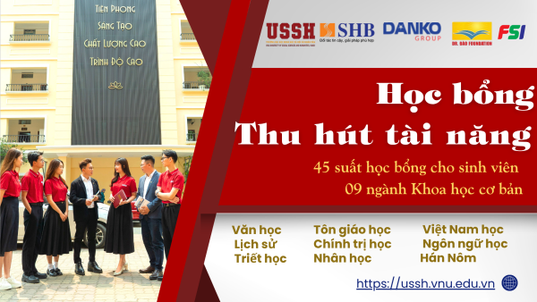 Sinh viên 09 ngành KHCB của VNU-USSH tiếp tục được nhận Học bổng Thu hút tài năng